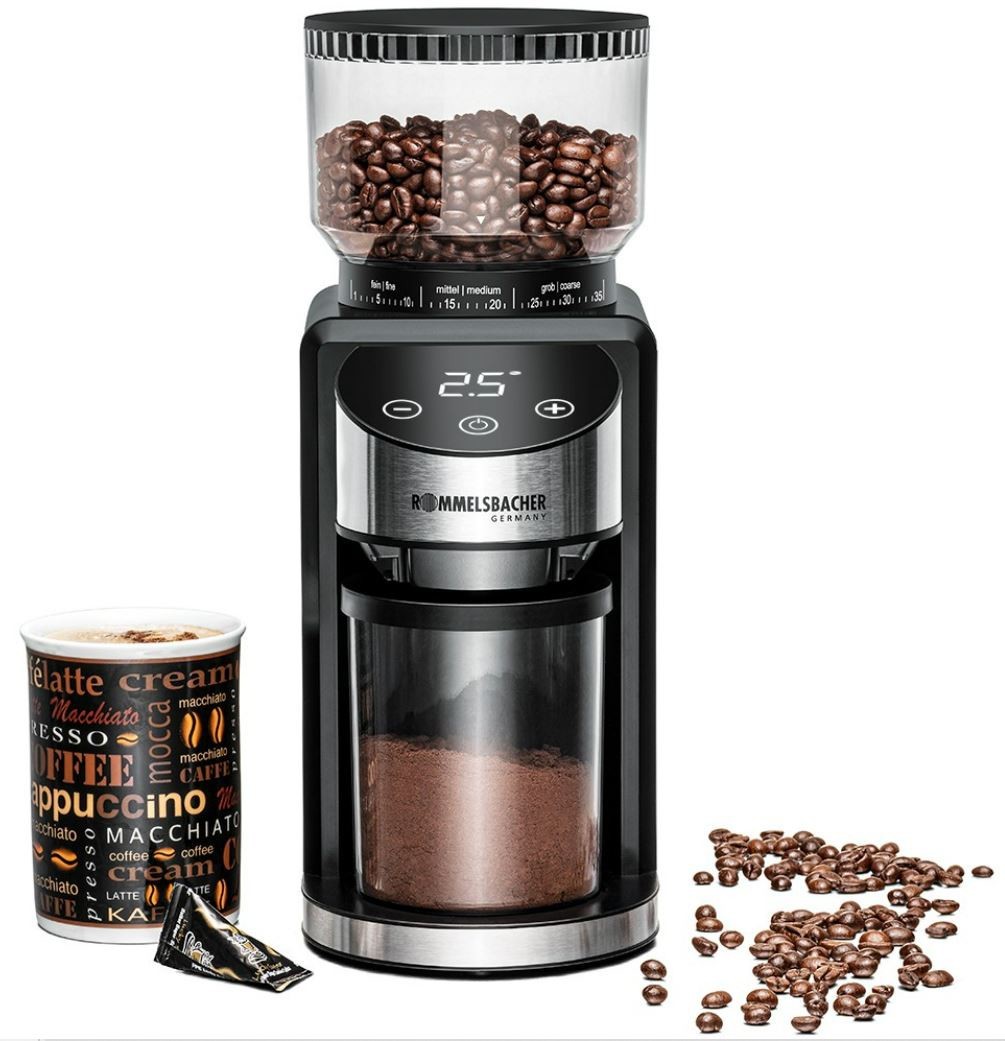 Conical cofee grinder Rommelsbacher, black/stainless steel