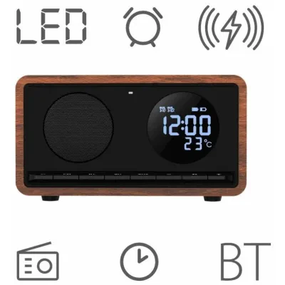 Clock radio with wireless charger Manta RDI912B, black