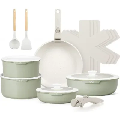 17-osaline eemaldatava käepidemega kööginõude komplekt CS Kochsysteme, salatiroheline