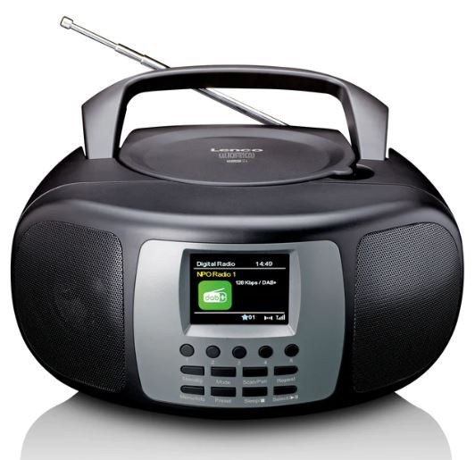 Portable DAB+/FM radio with bluetooth CD player, and large LCD colour display Lenco, black/ gray