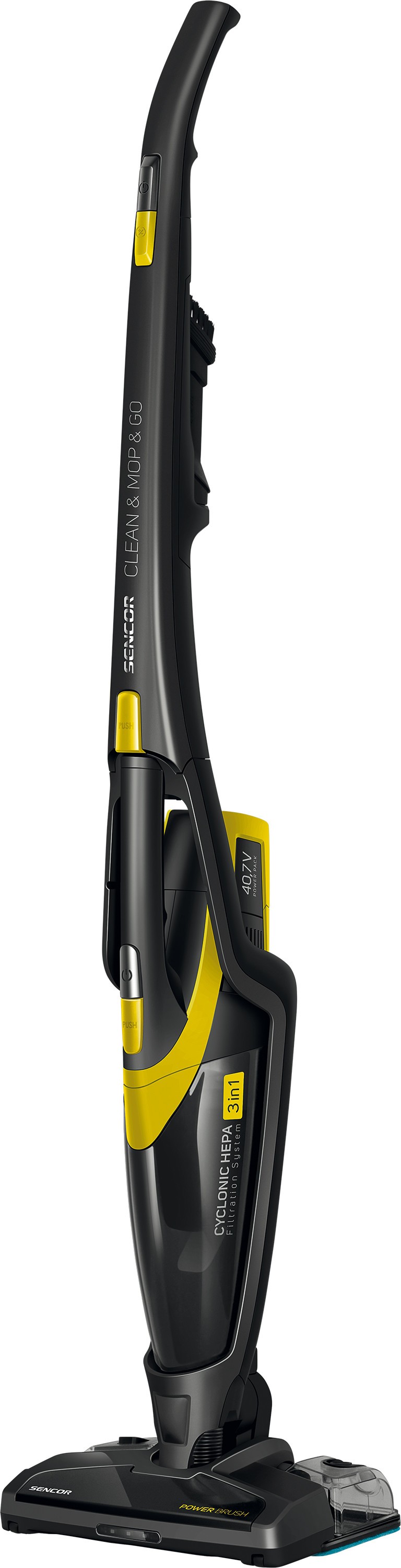 Cordless vacuum cleaner 3 in 1 with mop Sencor, yellow