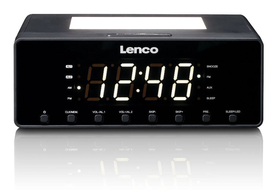 Clock radio with dimmable night light and USB charging function Lenco - Black