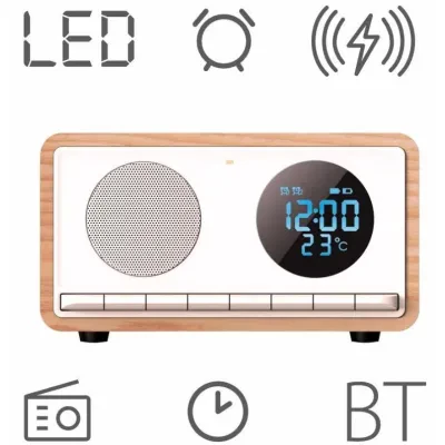 Clock radio with wireless charger Manta RDI912W, white