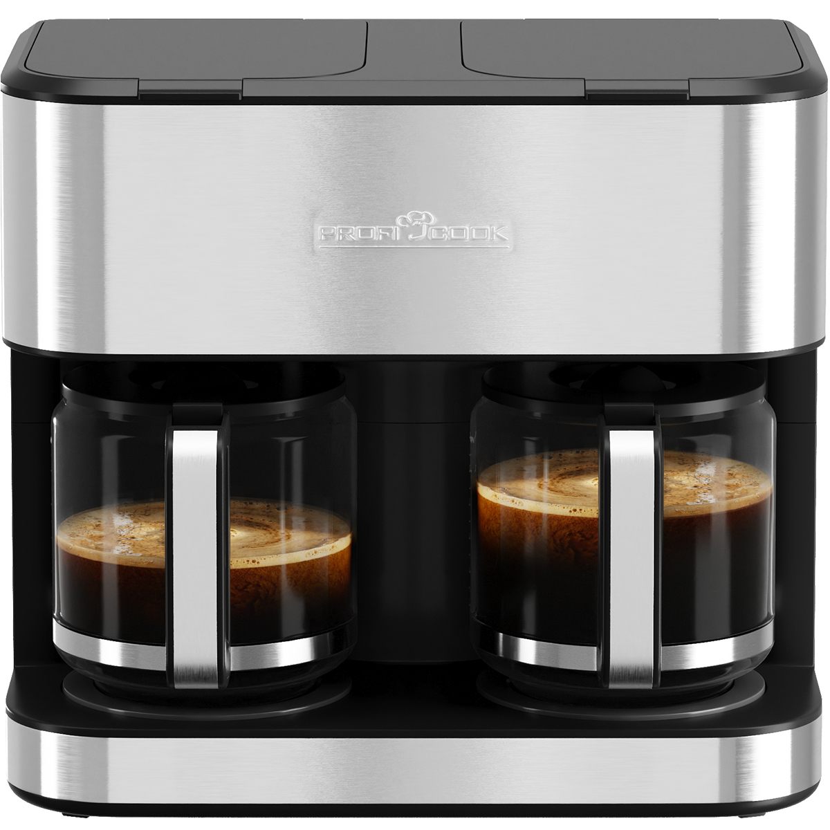 ProfiCook Double coffee machine, dark inox