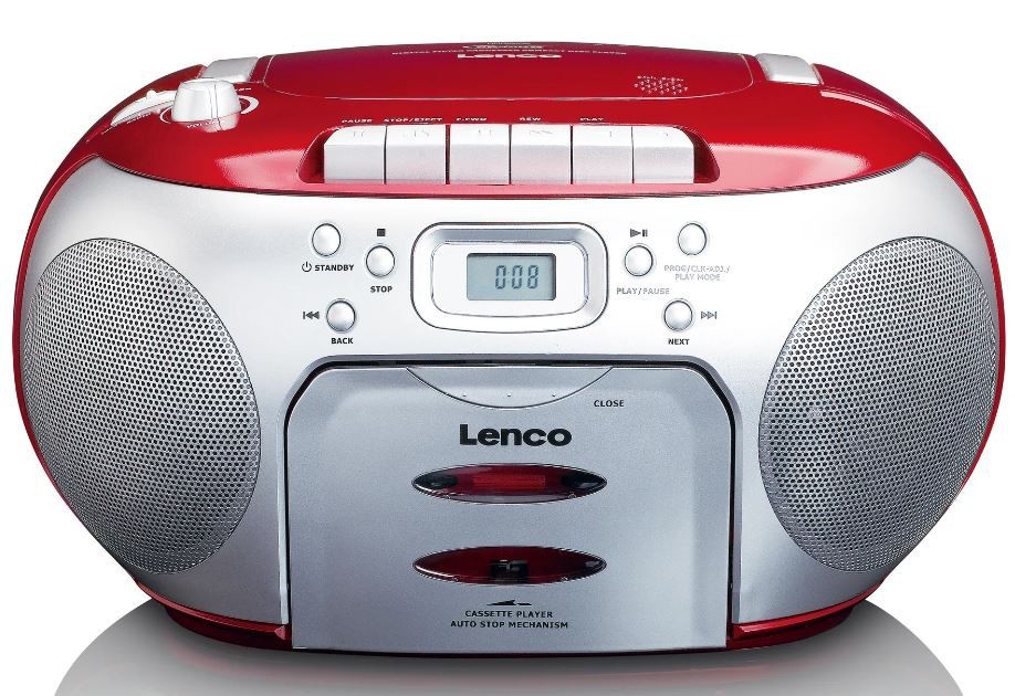 Portable FM radio CD and cassette player Lenco, red-silver